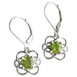 New Sterling silver Peridot modernist flower earrings lever back